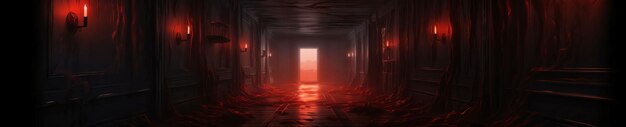 Vector dark corridor with glowing lights 3d rendering 3d illustration