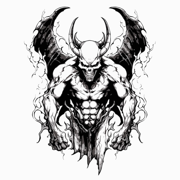 Вектор Темный демон-воин