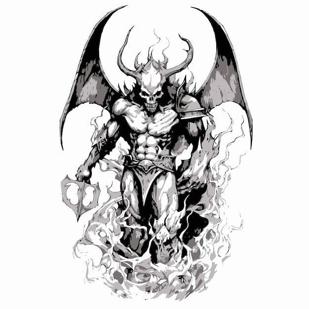 Vector dark demon warrior