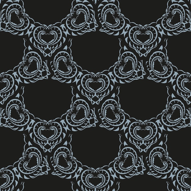 벡터 블루 빈티지 장식품 인도 꽃 요소 그래픽 장식 벽지 패브릭 포장 포장과 어두운 이슬 원활한 패턴