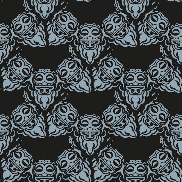 Темно-росистый бесшовный узор с голубыми винтажными орнаментами Обои в винтажном стиле шаблона Индийский цветочный элемент Графический орнамент для упаковки обоев