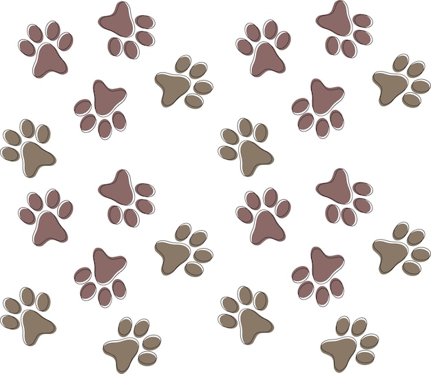 Vector dark dog paw pattern