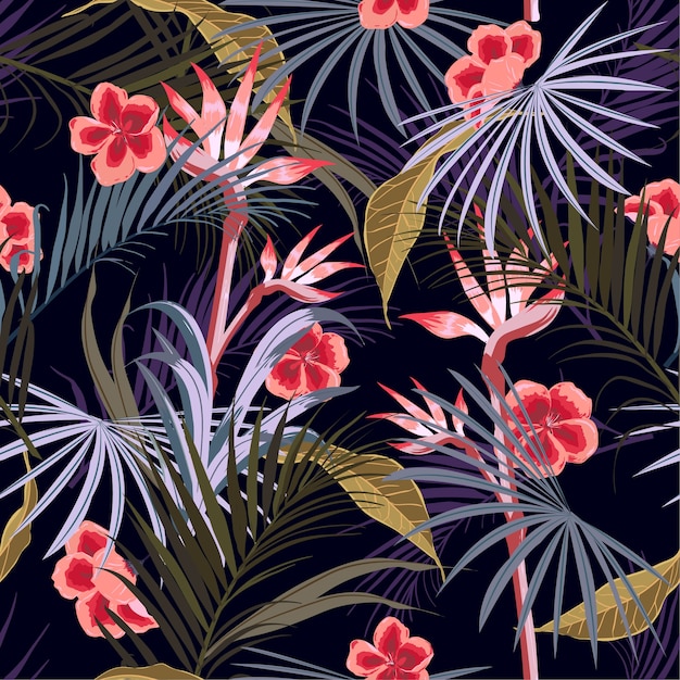 Dark exotic tropical ,seamless pattern