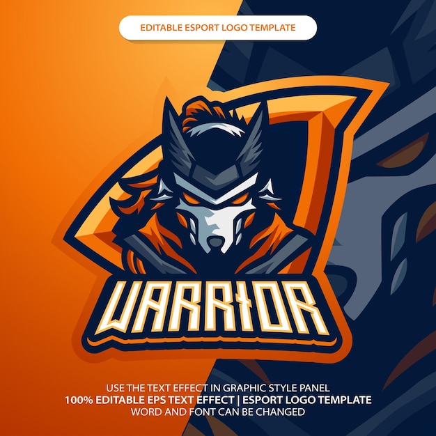 Vector dark fire wolf warrior legendary esport mascot logo design