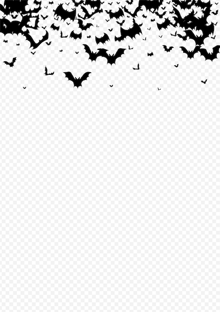 Dark flock spooky transparent background. dracula flying backdrop. shadow monster banner.