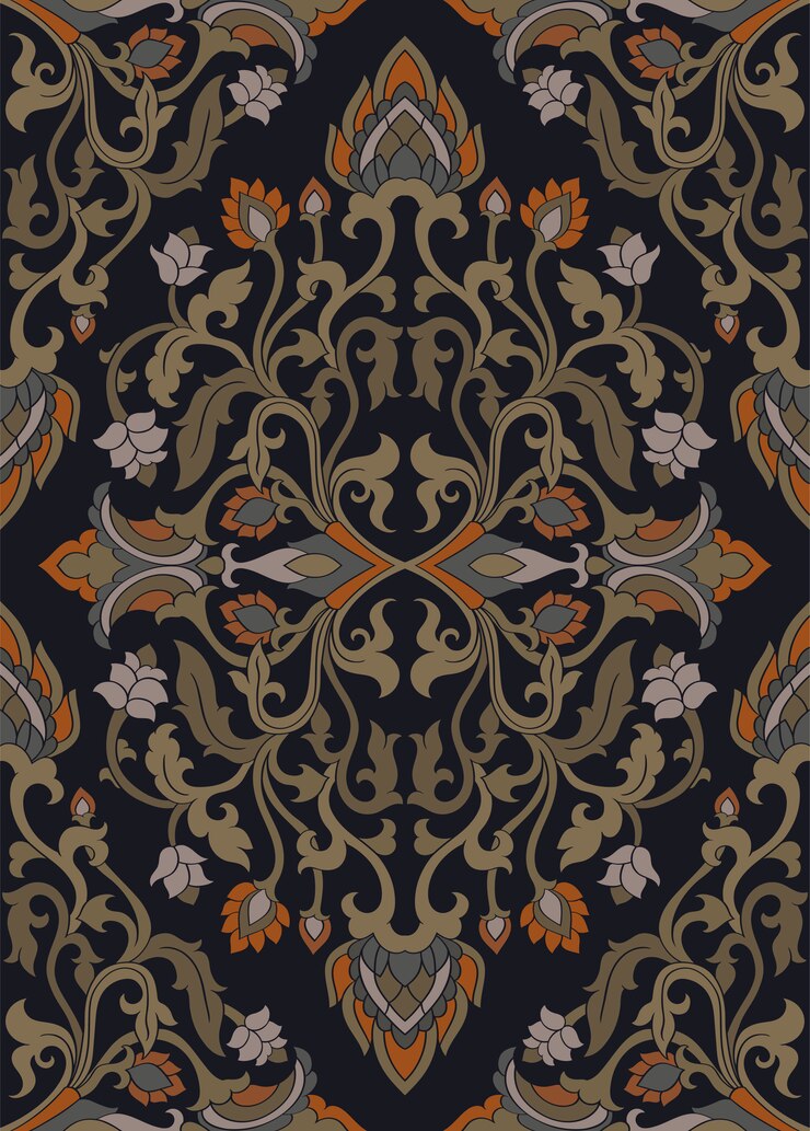 Vector dark floral pattern.