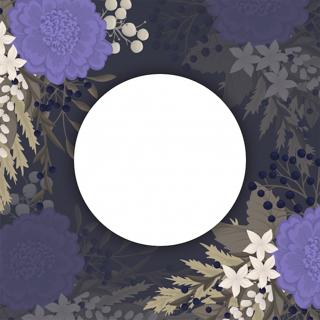 Dark flower background - blue flowers circle border