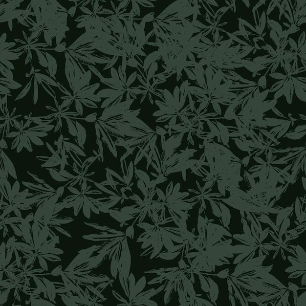 Dark foliage. decorative vector seamless pattern. repeating background. tileable wallpaper print.