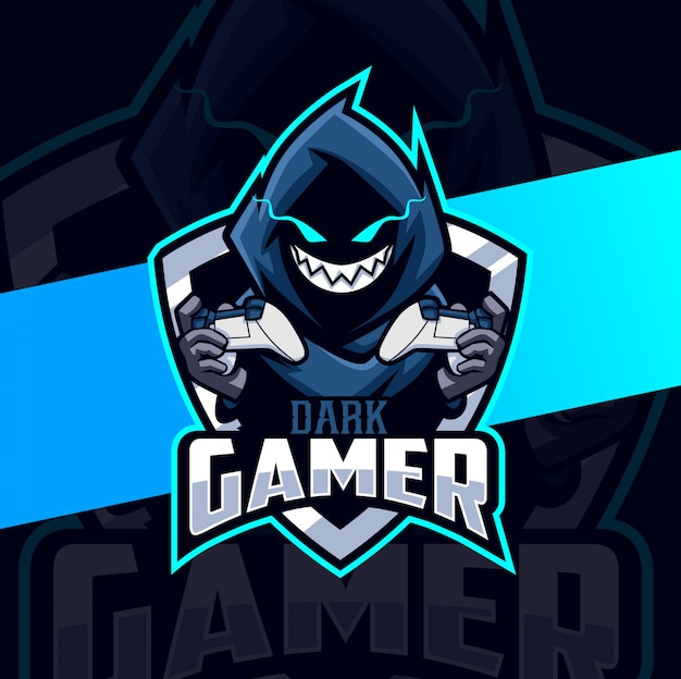 Mantello da gamer scuro design mascotte esport logo