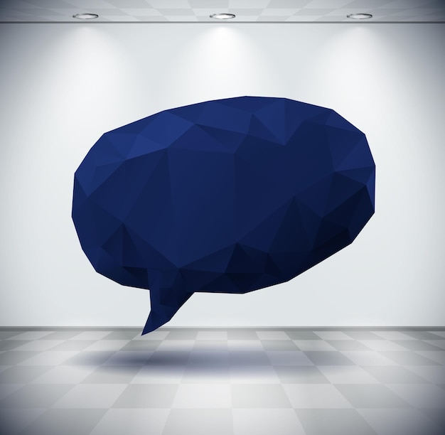 Dark geometric speech bubble in the room