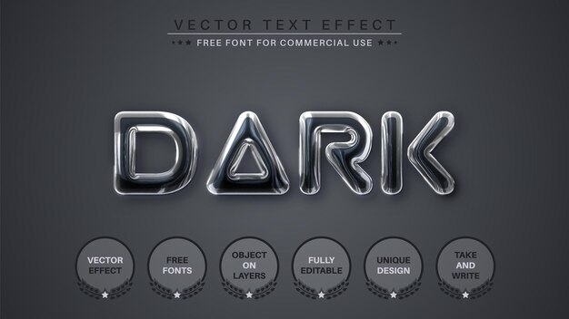 Стиль шрифта с редактируемым текстовым эффектом Dark Glass