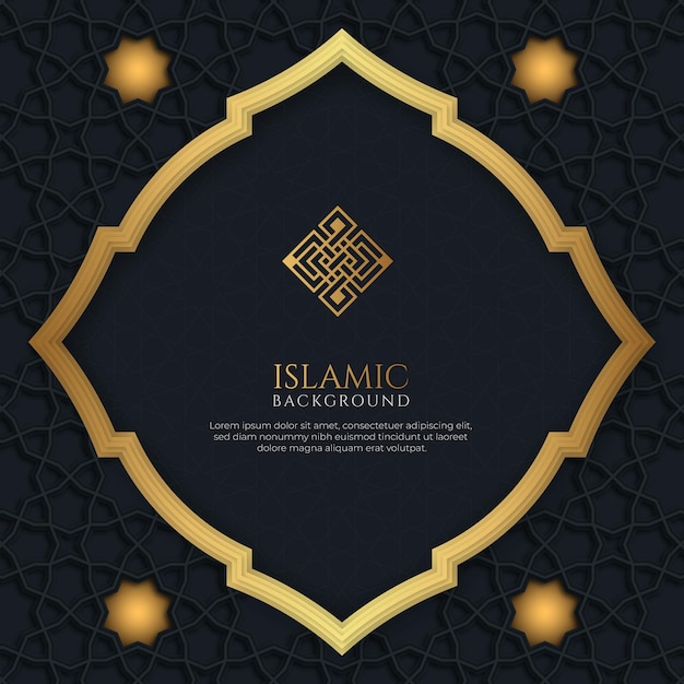 Sfondo islamico arabo scuro e dorato con ornamento decorativo