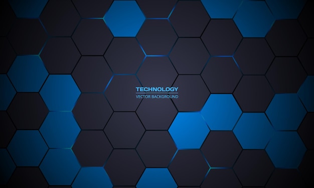 Dark gray hexagonal abstract technology background