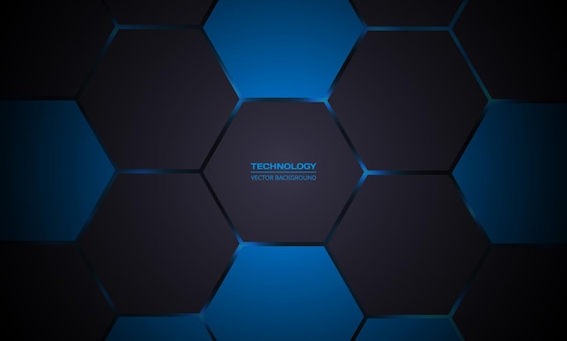 Vector dark gray hexagonal abstract technology background