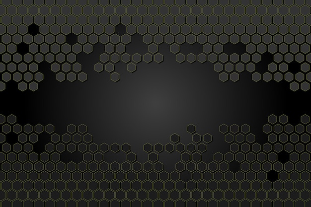 dark gray hexagonal and shadows grid abstract background and gradient background and copy space