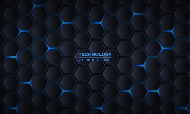 Vector dark gray hexagonal technology abstract background