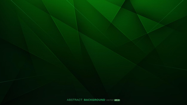 Vector dark green abstract background with triangle lines stripe and light composition