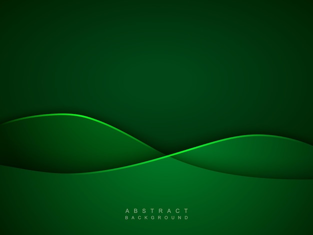 Premium Vector | Dark green abstract background with wavy paper cut and  light effect