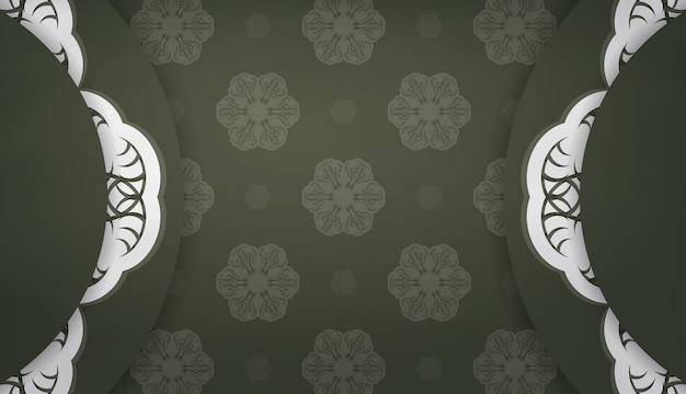 Dark green background with abstract white ornament and space for text