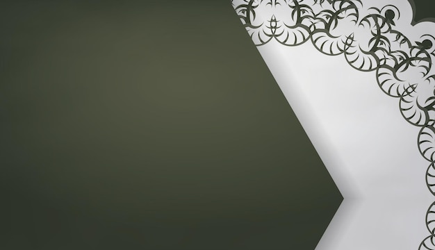 Темно-зеленый фон с винтажным белым узором и местом для вашего логотипа