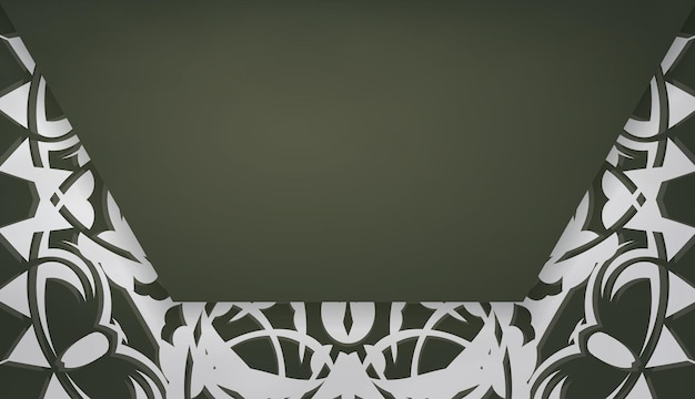 추상 흰색 패턴과 로고 공간이 있는 짙은 녹색 배너