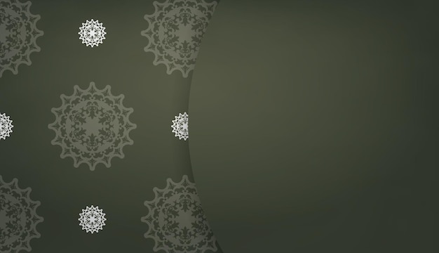 Vector dark green banner with antique white ornaments and place for your text