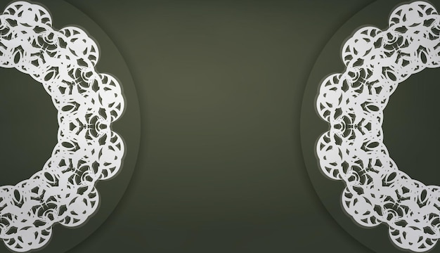 Dark green banner with Indian white ornaments and place for text
