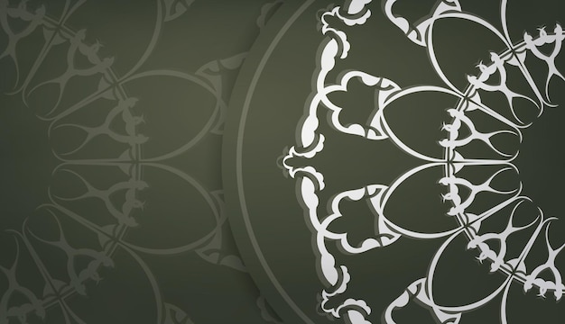 Vector dark green banner with indian white ornaments and place under your text