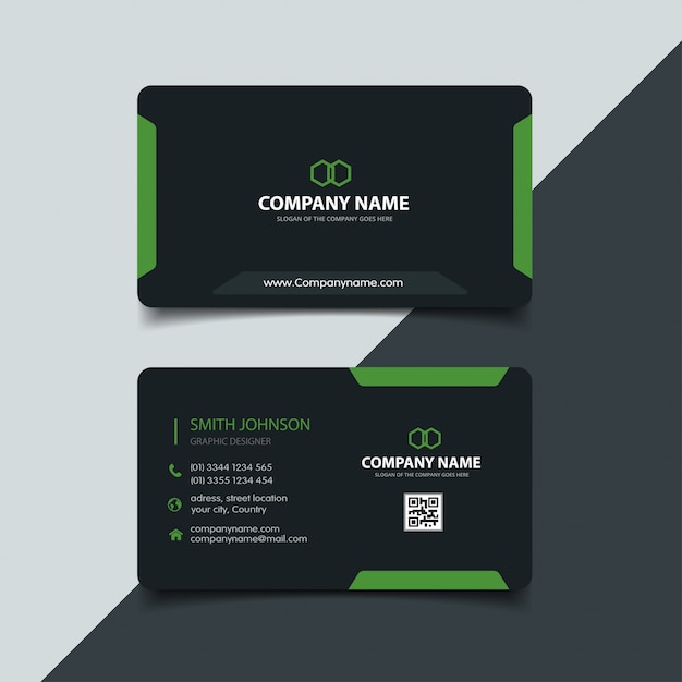 Vector dark and green business card template