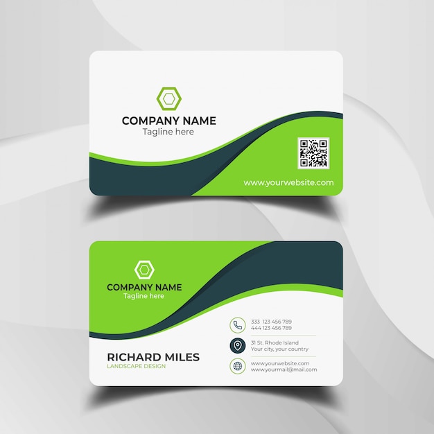 Dark green business card template