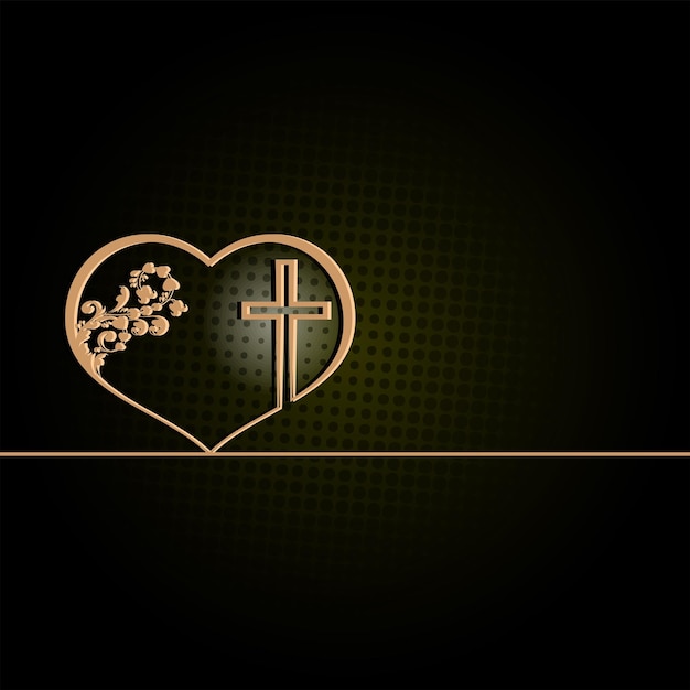 Vector dark green design with heart and cross