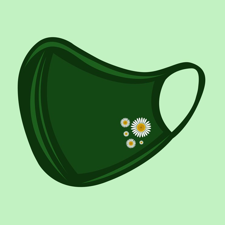 वेक्टर dark green face mask with daisy illustration