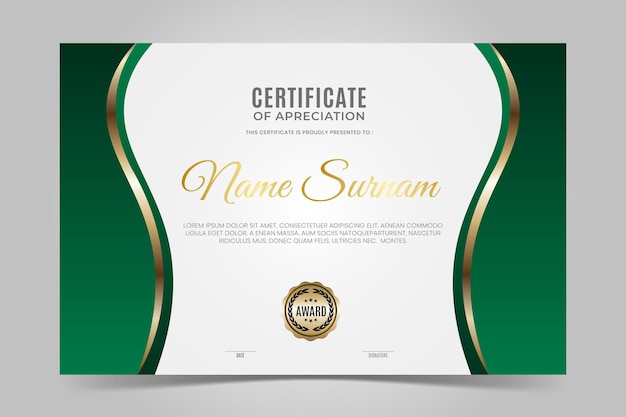 Dark Green and Gold certificate template