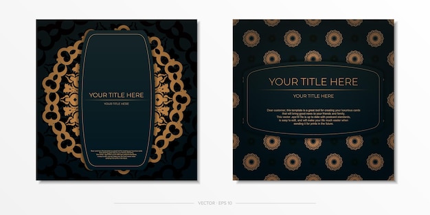 Dark green invitation card template with white abstract ornament Elegant and classic vector elements are great for decoration