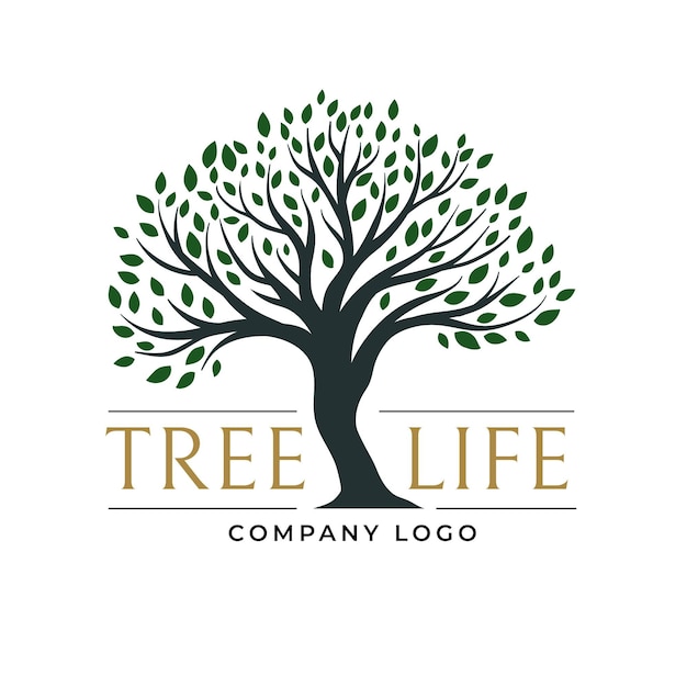 Dark green leaves tree life logo