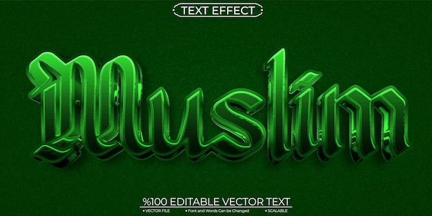 Vector dark green muslim editable and scalable vector text effect