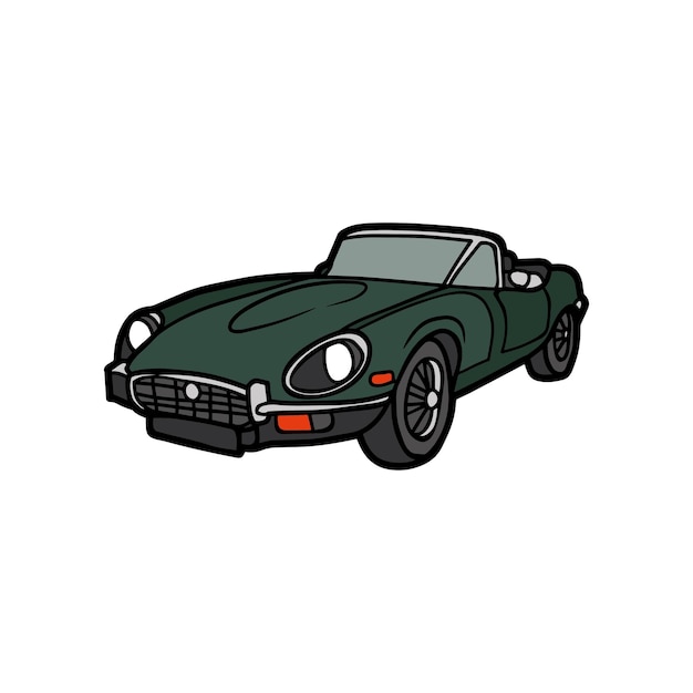 Dark green old school sports car