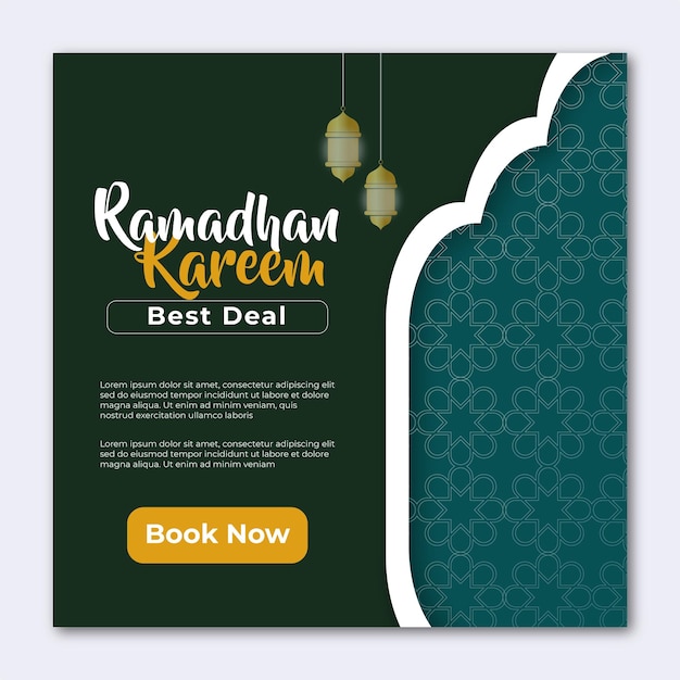 Vector dark green ramadhan sale banner