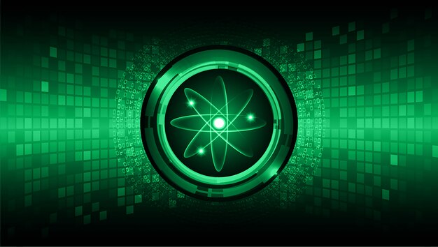 Dark green shining atom scheme. illustration.