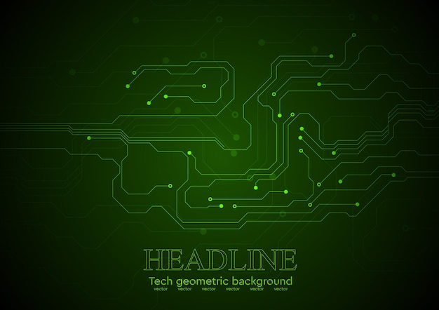 Dark green technology circuit board background