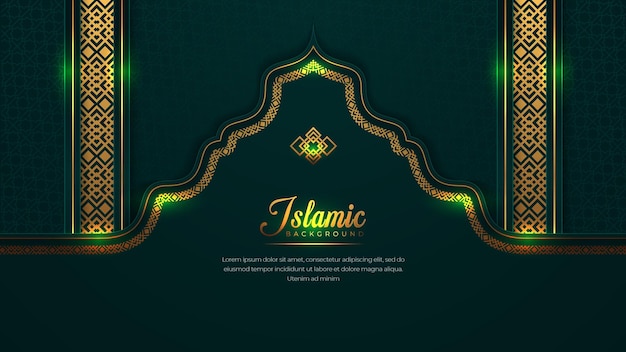 Dark Green Unique Dome Decorative Ornamental Islamic Luxury Background With Arabic Pattern