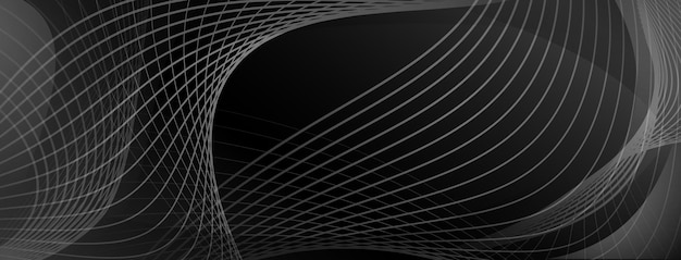 Dark grey abstract background with wavy lines creating a sense of movement and flow using geometric shapes and objects