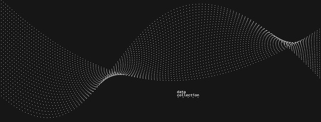 Dark grey airy particles flow vector design abstract background with wave of flowing dots array digital futuristic illustration nano technology theme