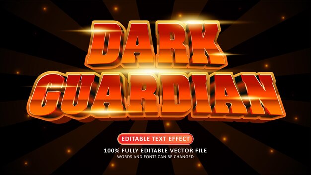 Vector dark guardian game title 3d editable modern text effect