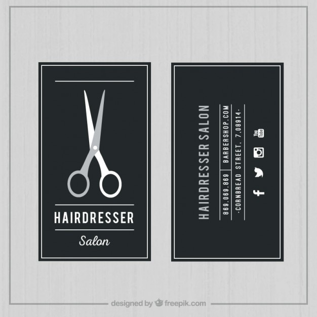 Vector dark hairdresser salon card