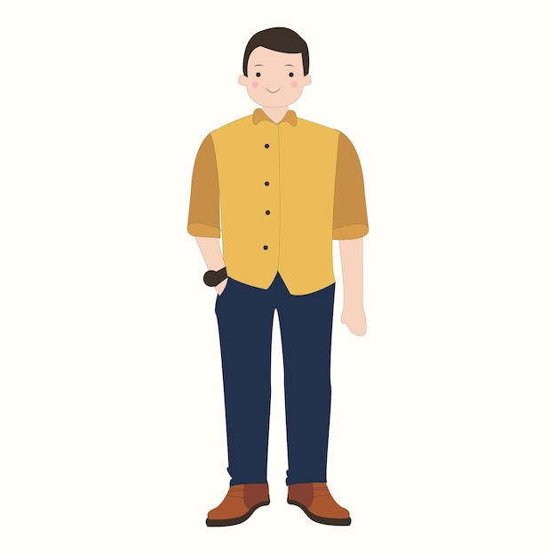 Vector dark-haired handsome man in casual clothes