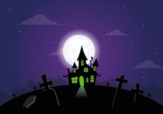 Premium Vector | Dark halloween dark house in vector illustration