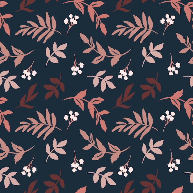 Dark hand drawn leaves pattern