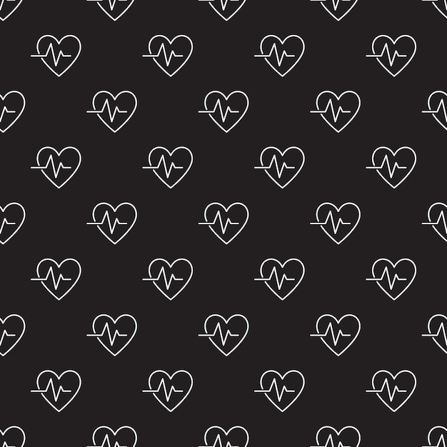 Dark Heartbeat seamless vector pattern or background