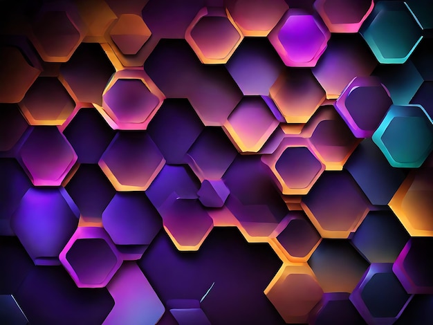 Dark hexagon abstract technology background with purple